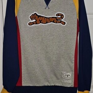 Le Tigre Colorblock Sweatshirt Mens XL Grey Navy Red Yellow Excellent